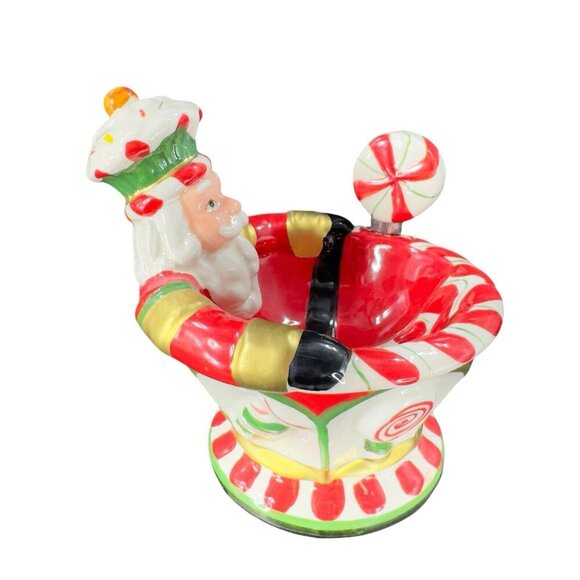 Spode Christmas Tree Peppermint Nutcracker Dip Bowl Dish And Metal Spoon VTG - Picture 1 of 13